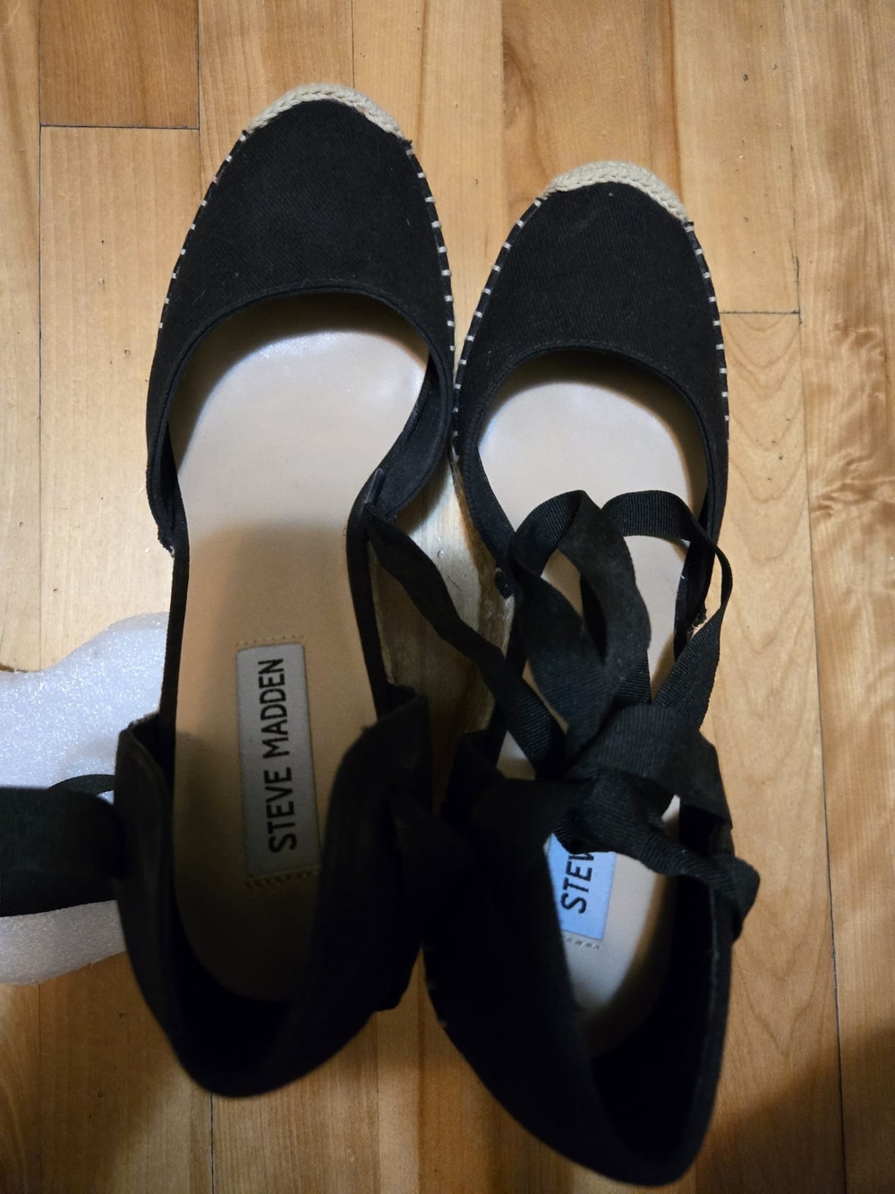 Steve Madden Black Espadrille Lace-Up Flats